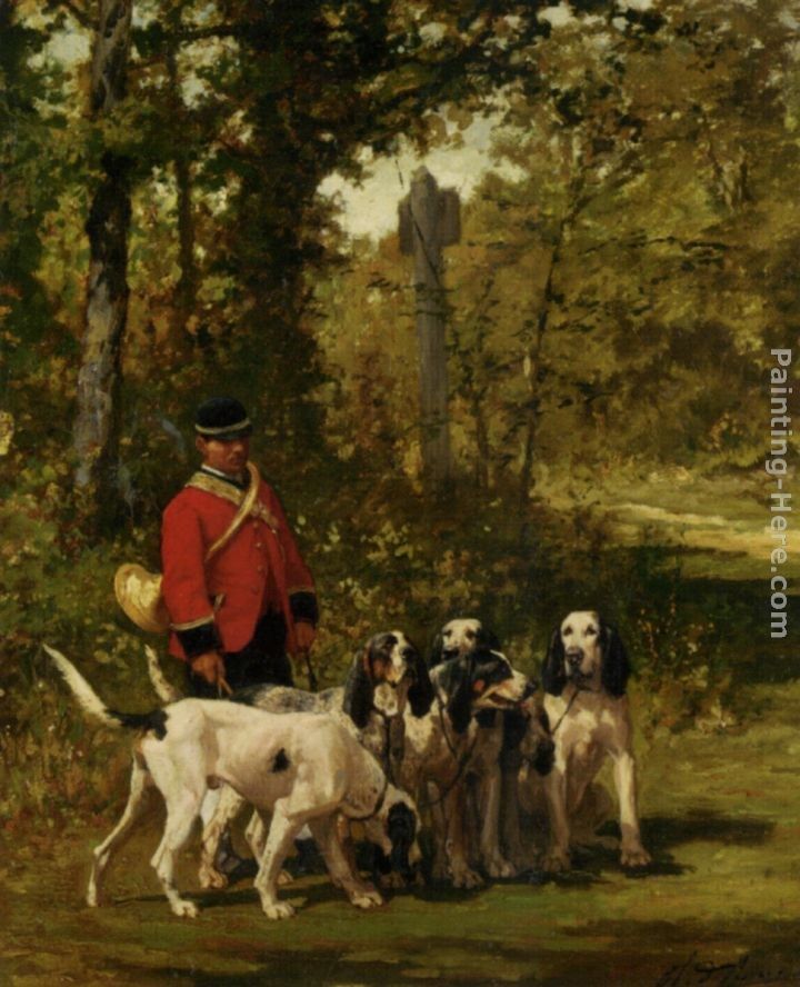 Charles Olivier De Penne A Huntmaster on a Forest Trail